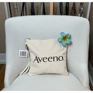 Aveeno Canvas Zip Cosmetic Pouch Makeup Bag